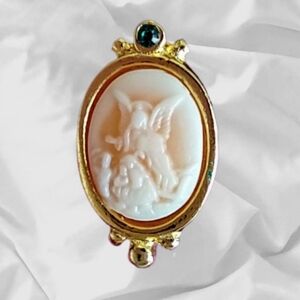 Guardian Angel Cameo-Style Vintage Tac Pin